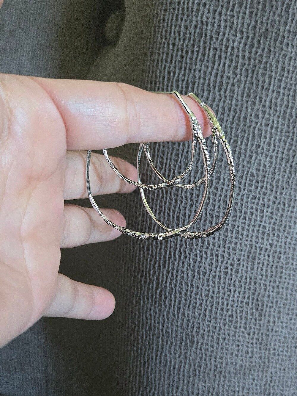 Alexis Bittar Silver🤍 "Solanales" Molten Double✌️ Hoop Earrings - Picture 4 of 16